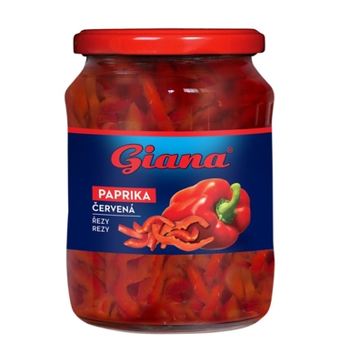 Červená paprika rezy v sladkokyslom náleve 650g